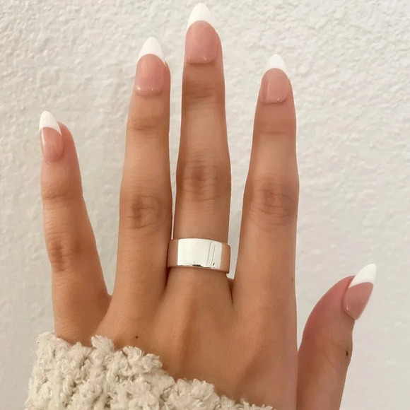 925 Sterling Silver Wide Ring Band Chunky Ring Band Minimalist Ring Stackable - Picture 4 of 7